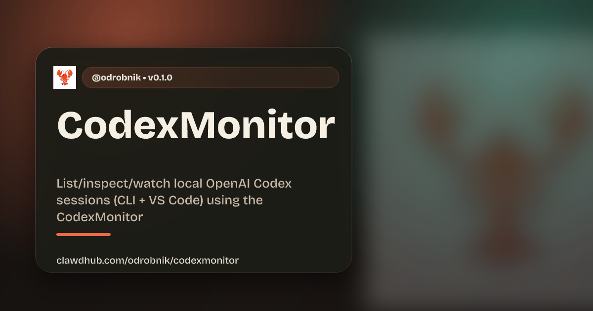 CodexMonitor 在 ClawdHub 上