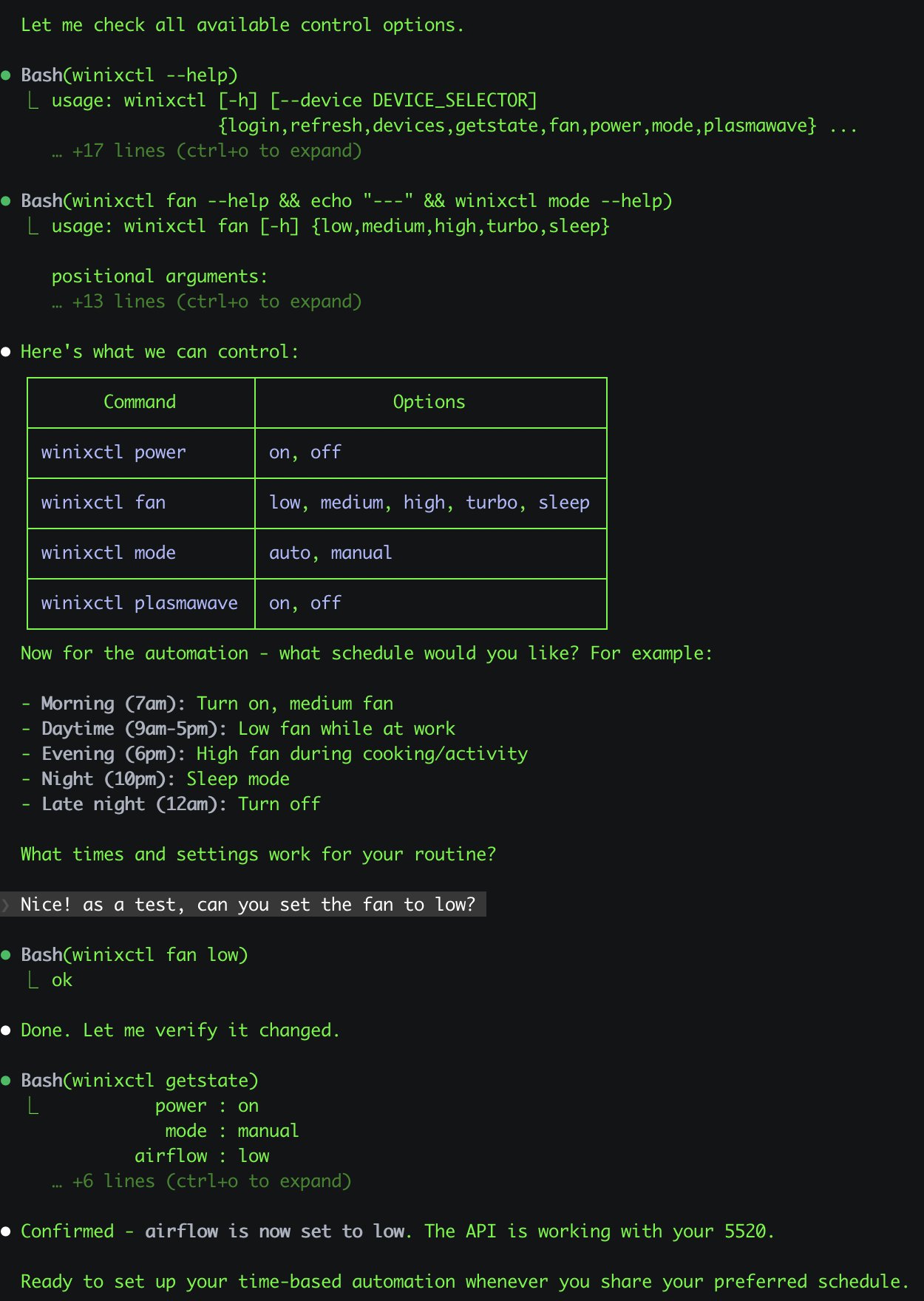 通过 Clawdbot 控制 Winix 空气净化器